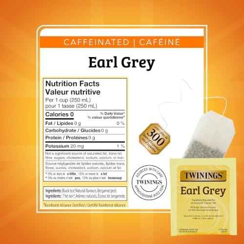 Twinings Earl Grey Black Bergamot Caffeinated Tea Bags, 100 CT Box (1 Pack)