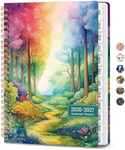 Large Planner 2026-2027, A4 (8.5" x 11") Hardcover Weekly & Monthly Planner July 2026 - June 2027 with Monthly Tabs, Academic Planner for School, Work and Office, Mystic Forest