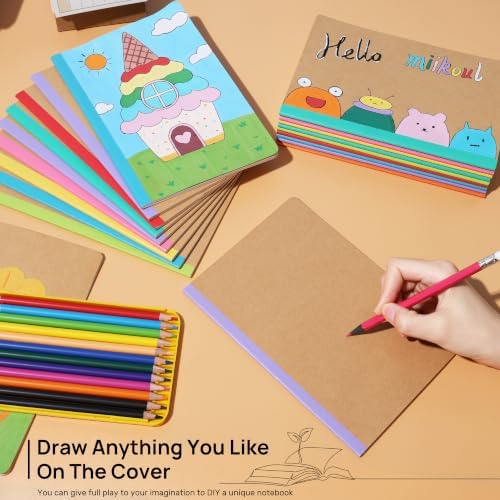 32 Pack Kraft Lined Notebook A5 Composition Notebook Bulk for School Office