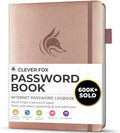 Clever Fox Password Book with Alphabetical Tabs, 4"x5.5" Keeper Rose Gold