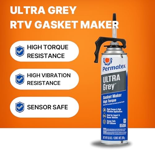 Permatex 85084 Ultra Grey Rigid High-Torque RTV Silicone Gasket Maker, 9.5 oz. PowerBead Can