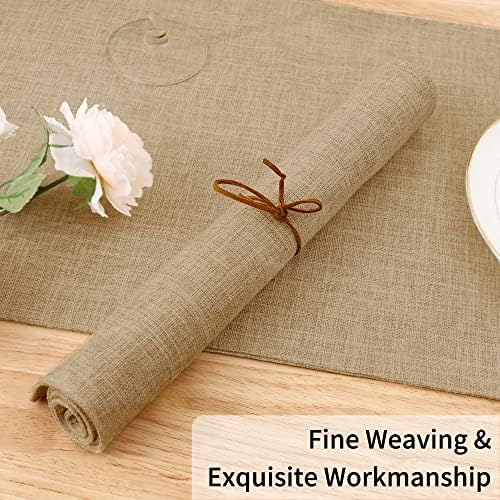 Homaxy Cloths Placemats for Dining Table Set of 4, 13" x 19", Flaxen