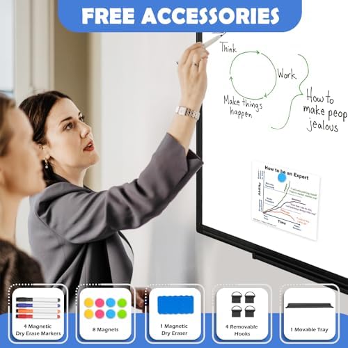 Double-Sided White Board Dry Erase Magnetic Whiteboard Wall 24x18 Black