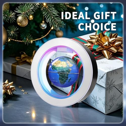 Floating Globe O Frame, Magnetic Levitating Technolog, Cool Gadgets for Men, 4In World Globe for Education Office Home Desk Decor, Cool Tech Gifts for Holiday Parties Birthday