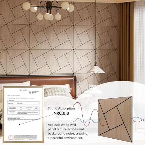 4 Packs Acoustic Wall Panels - Self-Adhesive 3D Wood Slat Wall Panel- Peel and Stick Sound Absorbing Panels for Noise Reducing - Feature Wall Decor for Home & Office