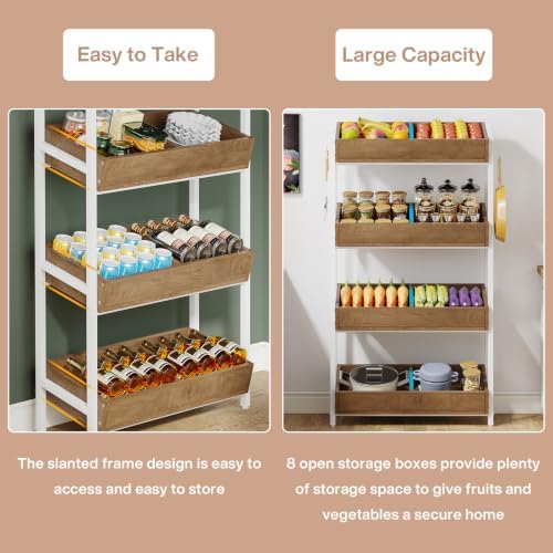 Tribesigns Wood Fruit and Vegetable Basket Stand,Onions and Potato Rack