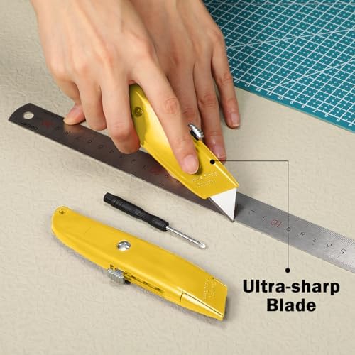 Reginary 30 Pcs Box Cutters Bulk, Utility Knives, Yellow
