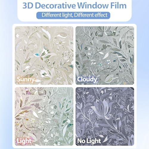 GTJ Rainbow Tulip Window Privacy Film, Static Cling, 29.5 x 78.74 in