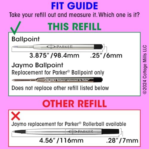 Replacement for Parker 1950371 - G2 Ballpoint Pen Refill - 12 Blue
