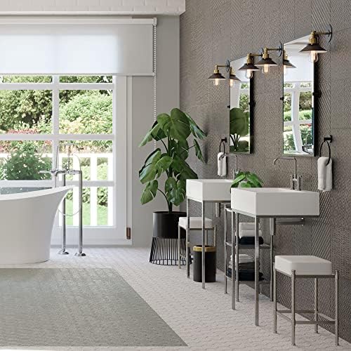 Gatco Small Bathroom Trash Can with Lid, Round 3 Gallon Stainless Steel Wastebasket, Under Sink, Matte Black and Brushed Brass, for Bathroom, Bedroom, Office (1930)