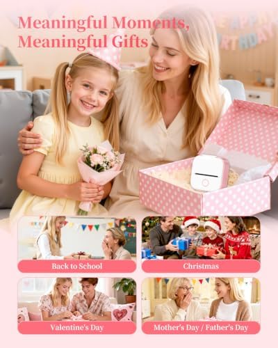 Memoking Sticker Printer T02 Sticker Maker Machine with 6 Rolls Paper