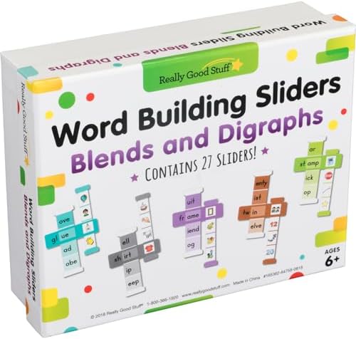 Really Good Stuff Word Building Sliders, Blends & Digraphs - Set of 27