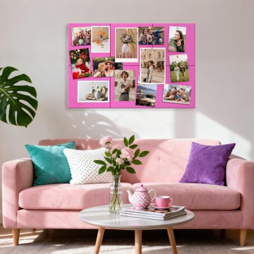 MaxGear Felt Bulletin Board 36" x 24", Rose Pink Felt Wall Tiles Push Pins