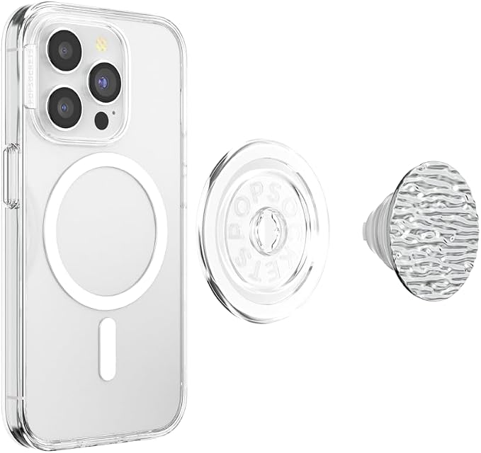 PopSockets Phone Grip for MagSafe, Magnetic Holder- Morgana Chrome | Removable, For Kindle / Android / iPhone, With Magnet, Silver, Electronic Accessories, For iPad/Kindle/iPhone/Android