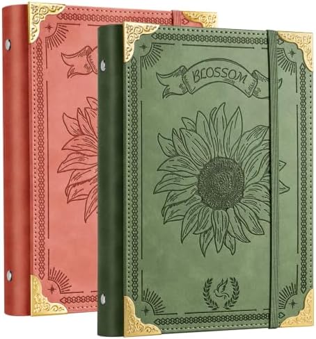 2Pcs Sunflower PU Leather A5 Binder 6 Ring Refillable Journal Cover