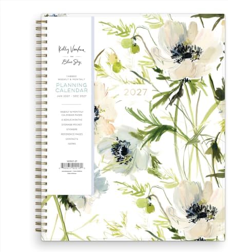 Blue Sky Kelly Ventura 2027 Weekly & Monthly Planner, 8.5"x11", Anemones