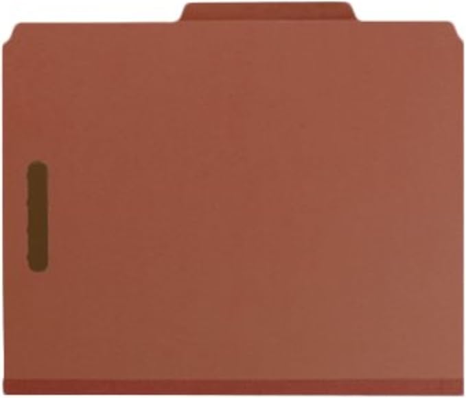 Smead Value Filing 100% Recycled Pressboard Classification File Folder, 1 Divider, 2" Expansion, Letter Size, Red, 10 per Box