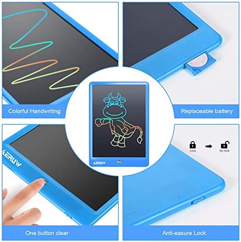LCD Writing Tablet Colorful 10 Inch Electronic Graphics Doodle Board eWriter Drawing Pad with Memory Lock Kids & Adults Home School Office Handwriting Tablet Gifts(Blue)