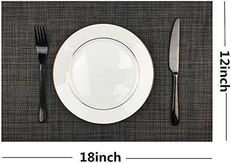 WAZAIGUR Placemats Crisscross Woven Vinyl Place Mats Set of 4 Grey