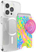 PopSockets Phone Wallet for MagSafe with Grip- Boca Palm | PopWallet, Holds 3 Cards, Magnetic, Removable, Secure, Rainbow, Colorful, Girly, Women