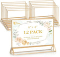EHWINE 12 Pack Acrylic Sign Holder 4 x 6 Horizontal, Double-Sided Stand up Table Top Sign Holders, Gold Acrylic Picture Frame Menu Flyer Paper Holder Display Stand for Office Business Store Wedding Party