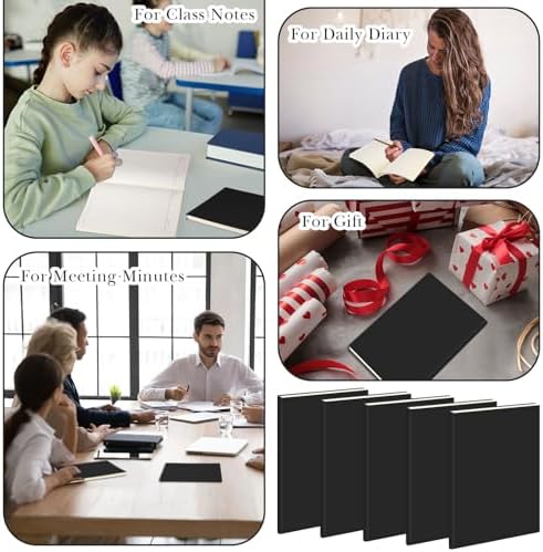Tenceur 5 Pcs A4 College Ruled Notebook 8.5'' x 11'' Lined Journal 200 Pages Lined Artificial Leather Sketchbook for Writing Office School Business Home Gifts Supplies (Black)