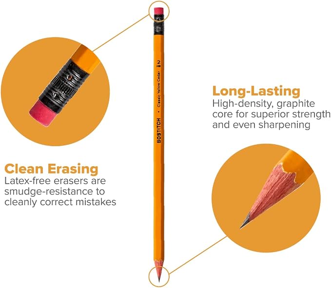 Bostitch Office Premium #2 Pencils, American Cedar Wood, Pre-Sharpened, HB Graphite, 1 Count (Pack of 288)