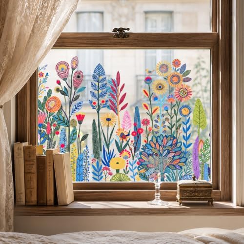 ADD.HERES Stained Glass Window Film, Window Film Decorative, 17.5 x 78.7 in