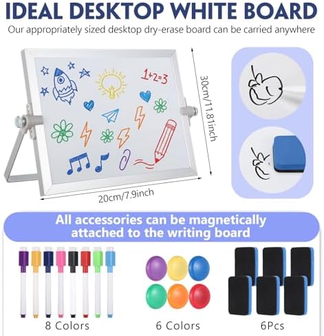 AmazingSpark 4 Pcs Small Dry Erase White Board with Stand 12 x 8'', White