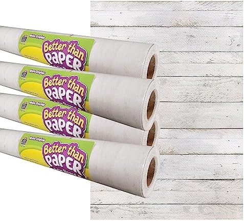 Teacher Created Resources Better Than Paper Bulletin Board Roll, 4' X 12', White Shiplap, 4/Pack (Tcr32429)