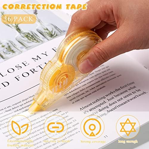 Yexiya 36 Pcs Correction Tape, Colorful Original Correction Tape White Wide Tape Wipe out Easy to Use Cute correction Roller for School Home Office Supplies,0.2 Inch x 39.4 Feet (Rainbow Color)