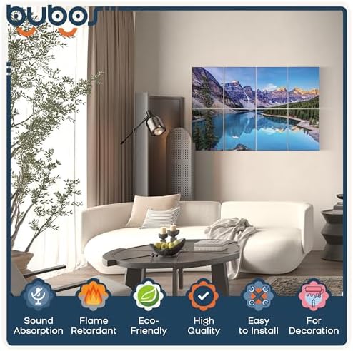 BUBOS 8 Pcs Art Acoustic Wall Panel,47.2”x31.4”Self Adhesive for Home Decor