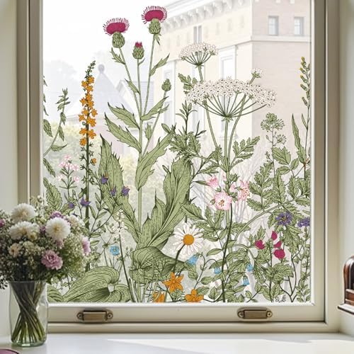 ADD.HERES Stained Glass Window Film, Window Film Decorative, 17.5 x 78.7 in