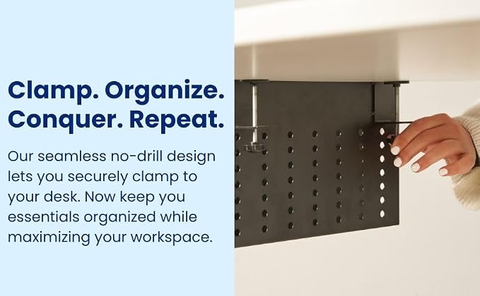 GAROOD Laptop Side Storage Vertical Stand Under Desk top Storage Clamp On Desktop Shelf Hanging Desk Organizer Computer Mount Side Table Organizer Caddy Book Caddy - Two Tier Black