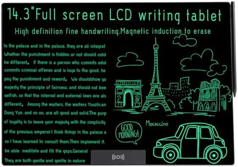 LCD Writing Tablet 14.3in, Bezel-Free, Ultra-Slim 0.75lb for Notes Drawing