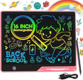 POPERFUN LCD Writing Tablet for Kids, Rechargeable Kids Drawing Pad 16 Inch Colorfuls Doodle Board, Kids Drawing Tablet Toys for Ages3 4 5 6 7 8 for Girls Boys Adults (Light Pink)