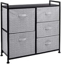 Amazon Basics Closet Organizer with 5-Fabric Storage Drawers for Bedroom, Living Room, Black
