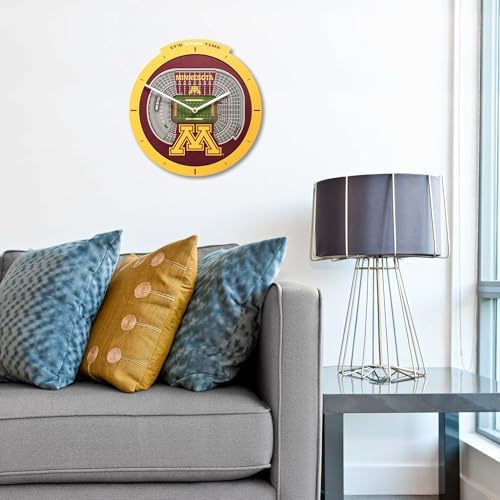 YouTheFan NCAA Minnesota Golden Gophers StadiumView 3D Wall Clock