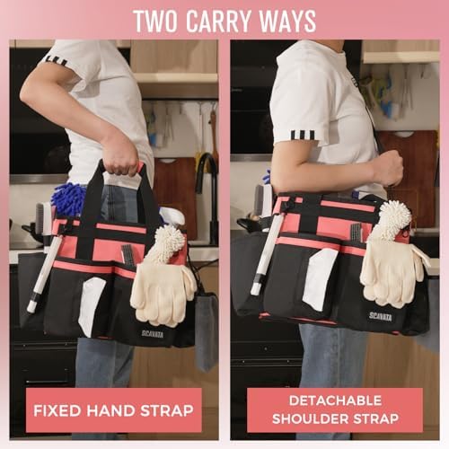 SCAVATA Compact Wearable Cleaning Caddy with Handle & Shoulder Straps