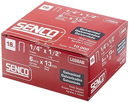 SENCO Collated Medium Wire Staples, Galvanized, 18 GA (L08BAB) 10,000 Box
