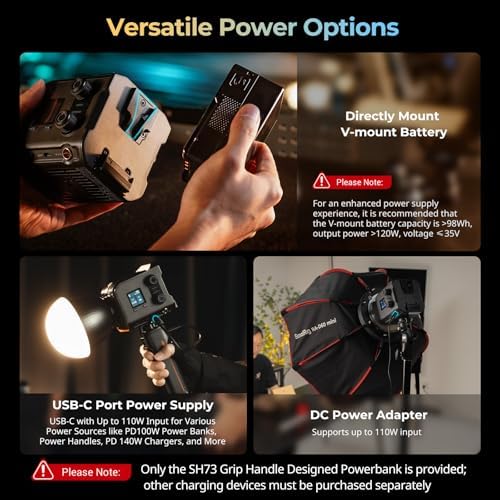 SMALLRIG RC 100B COB LED Video Light Kit with 73Wh Battery Grip Handle
