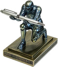 Soldier Executive Knight Pen Holder Personalized Desk Organizers Blue | Desk Accessory Pen Stand for A Gift - Decorative Resin Pencil Holders Desk Organizer For Men