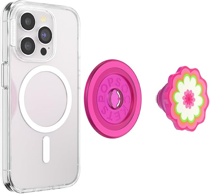 PopSockets Phone Grip for MagSafe, Magnetic Holder- Pink | Removable, For Kindle / Android / iPhone, With Magnet, Pink, Electronic Accessories, For iPad/Kindle/iPhone/Android