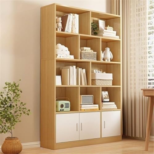 Closed Back Cabinet Wood Standard 9.5'' Wide Bookcase Bookshelf Storage Rack Multi-layered Storage Shelf Cabinet Display Unit Integrated Against the Wall Natural/White 39.4"L x 9.4"W x 70.9"H