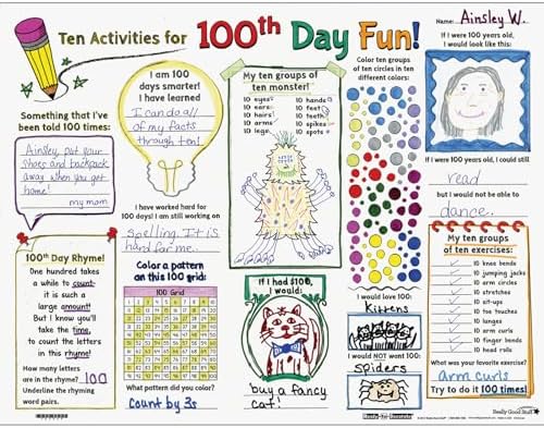 Really Good Stuff 100th Day Ready-to-Decorate Activity Posters - 24 Pack