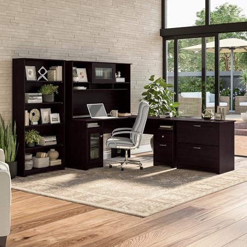 Bush Furniture Lateral File Cabinet - Cabot Collection 2 Drawer File Cabinet with Chrome Hardware | Elegant Filing Cabinet for Home Office, Letters, Legal and A4 Files | Espresso Oak