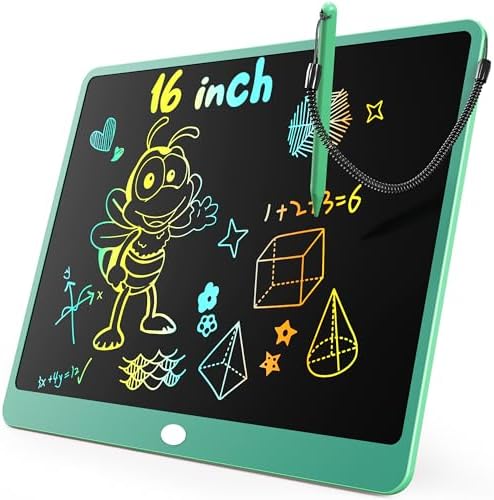 KOKODI LCD Writing Tablet, 16 Inch Colorful Toddler Doodle Board Drawing Tablet, Erasable Reusable Electronic Drawing Pads, Educational and Learning Toy for 3-6 Years Old Boy and Girls(Green)