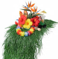XLX TURF 13" x 36" Shaggy Fake Grass Table Runner for Hawaiian Party Summer Decor, Fireproof Green Thatch Palm for Wedding, Jungle Safari Wild One Birthday, Baby Shower