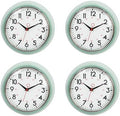4 Pack Kiera Grace Retro Decorative Analog Round Wall Clock, 9.5" D x 2" W, Green
