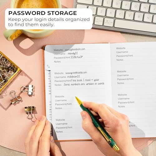 Clever Fox Password Book with Alphabetical Tabs, 5.3"x7.7" Keeper Orange
